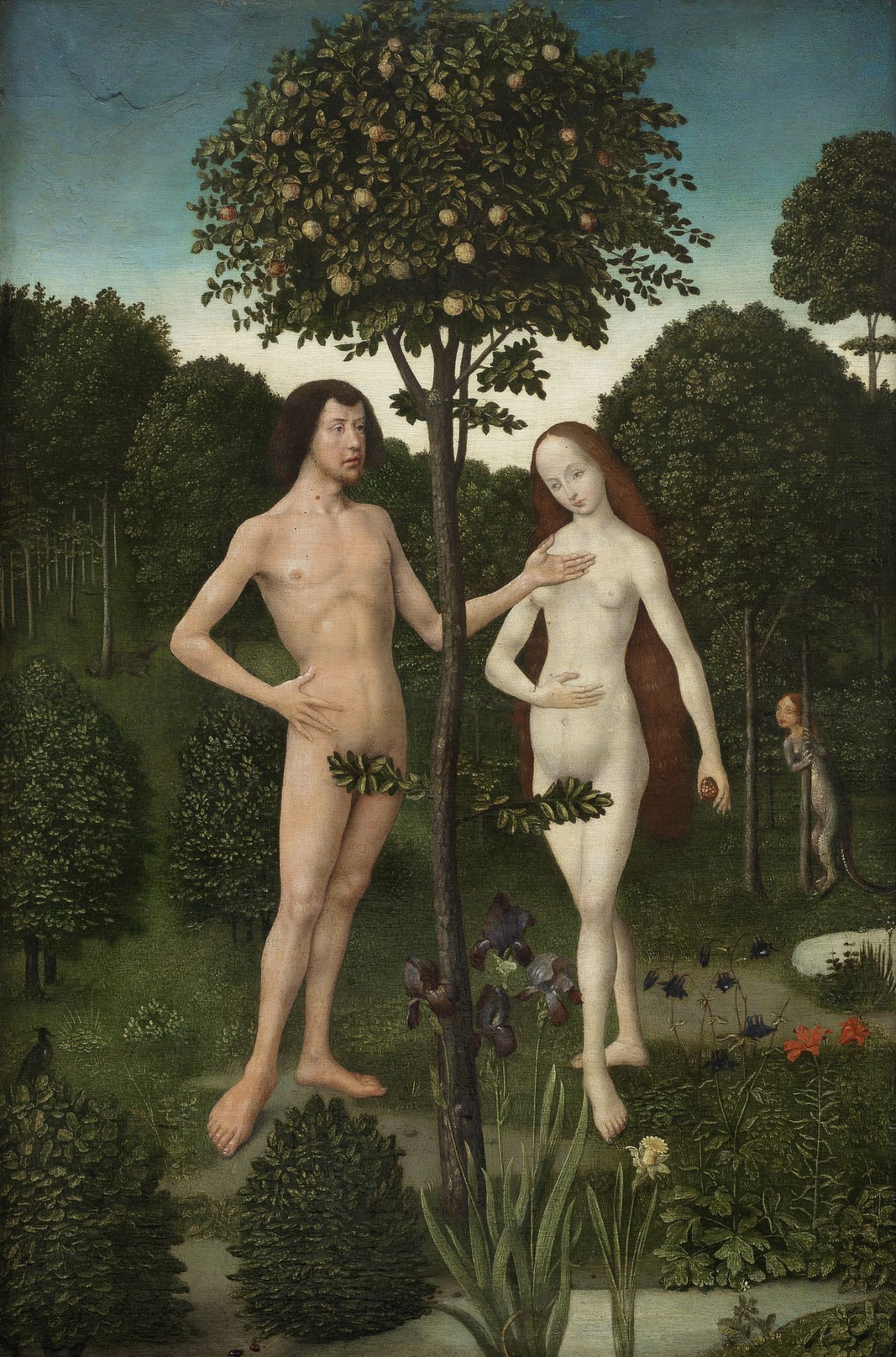 Master of the Embroidered Foliage (active in Brussels and Bruges 1480-1510) Adam and Eve in the G...