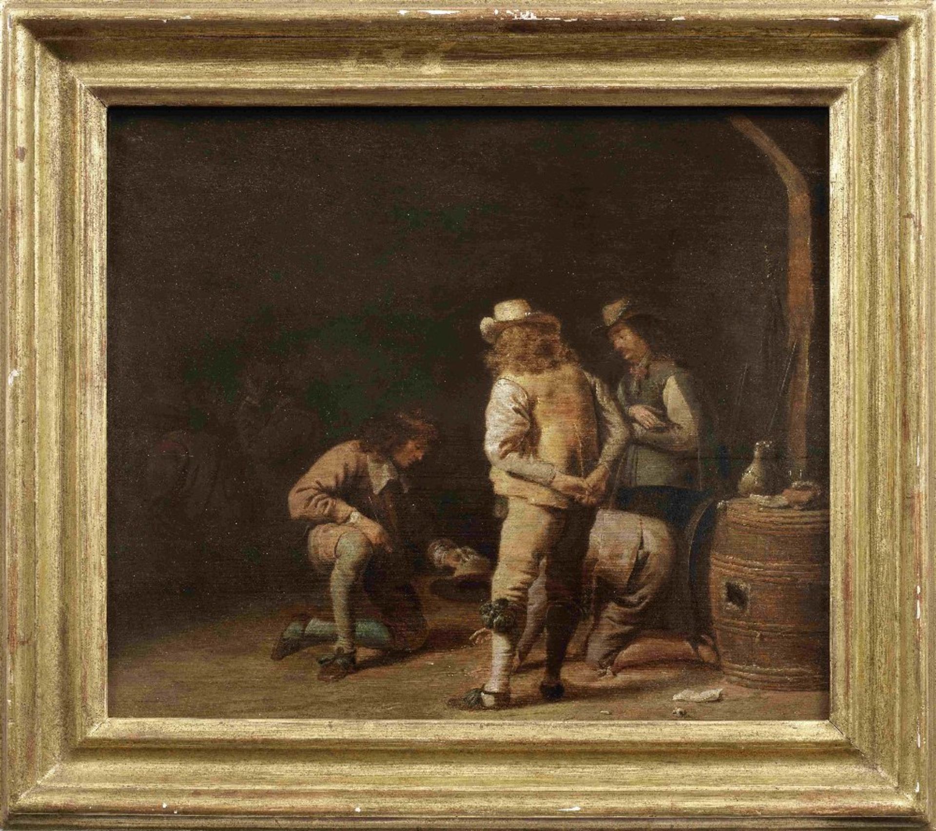 Attributed to Jan Olis (Gorinchem circa 1610-1676 Heusden) Soldiers playing a game and smoking in... - Image 2 of 3