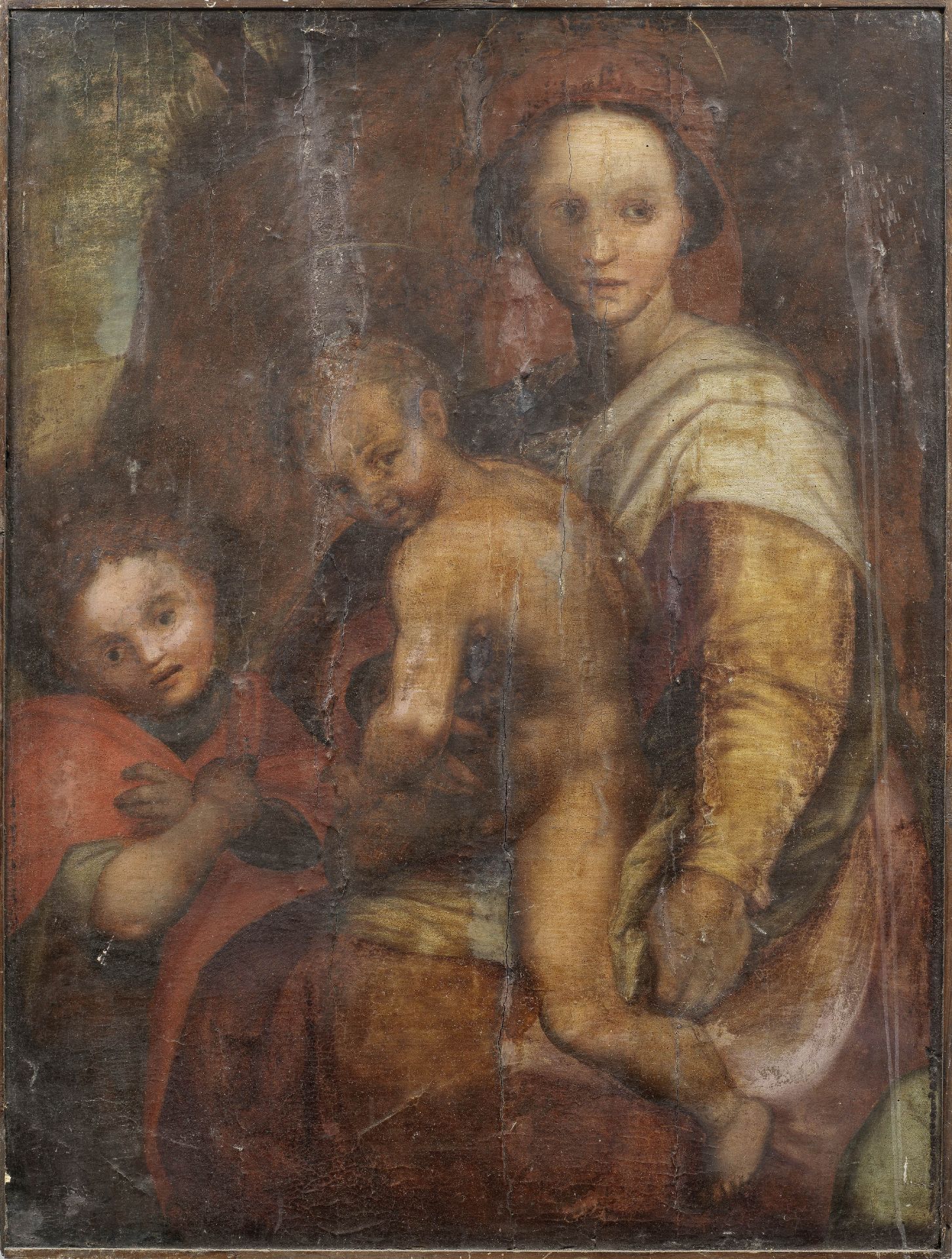 Florentine School, 16th Century The Madonna and Child and the Infant Saint John the Baptist unframed