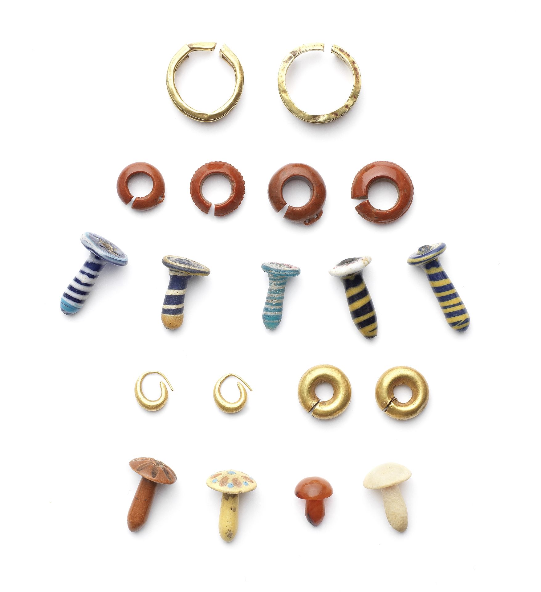 Nineteen Egyptian ear ornaments 19