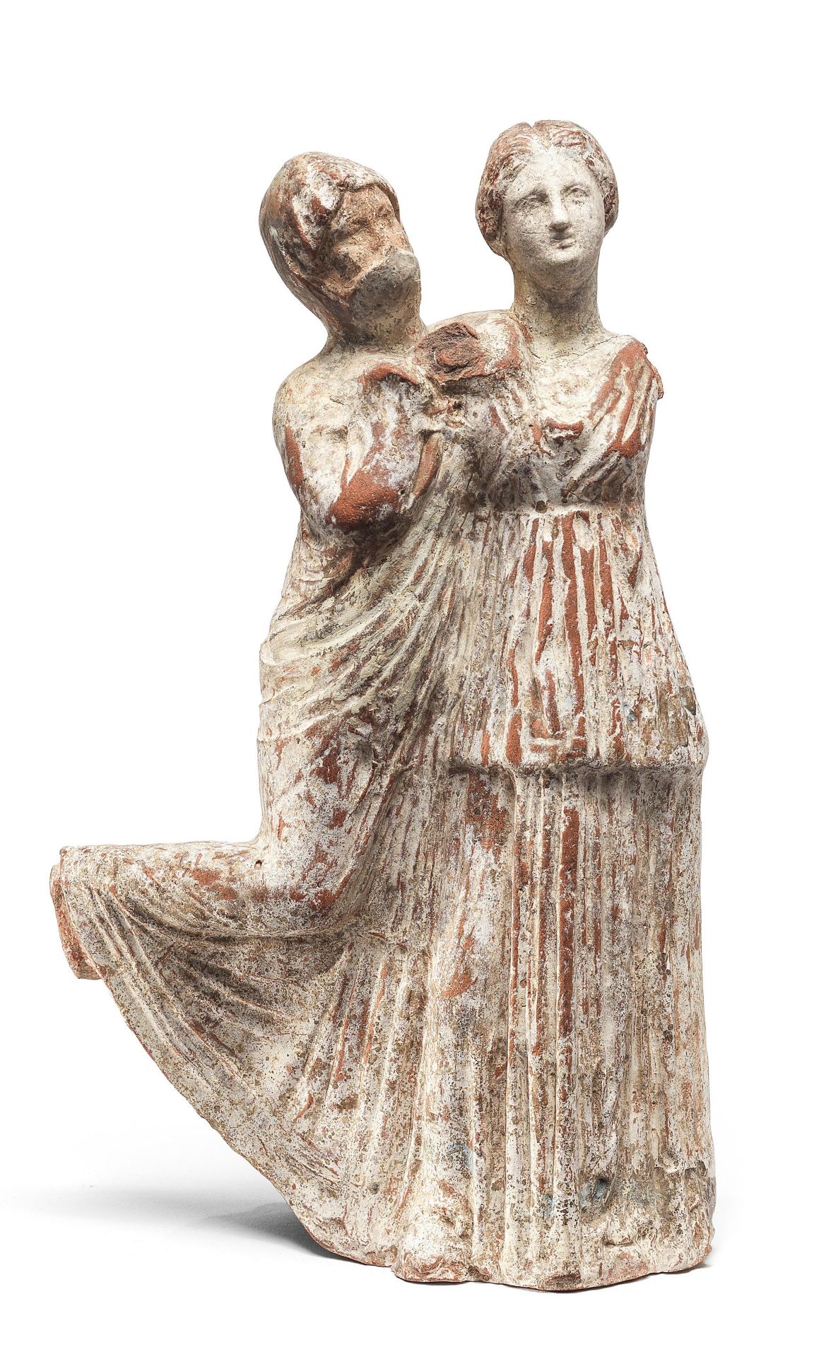 A Greek terracotta group of two dancing female figures