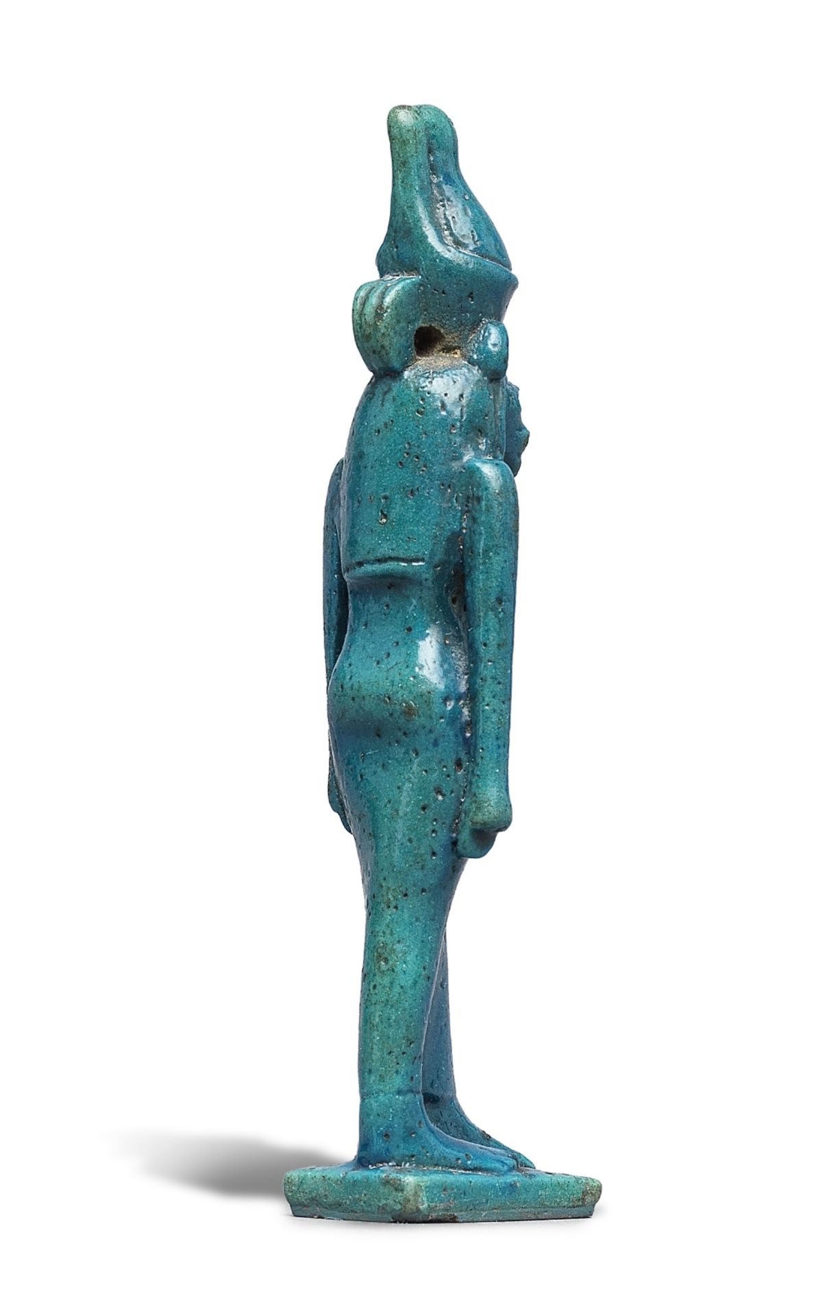 A large Egyptian deep blue glazed faience amulet of Mut - Image 4 of 4