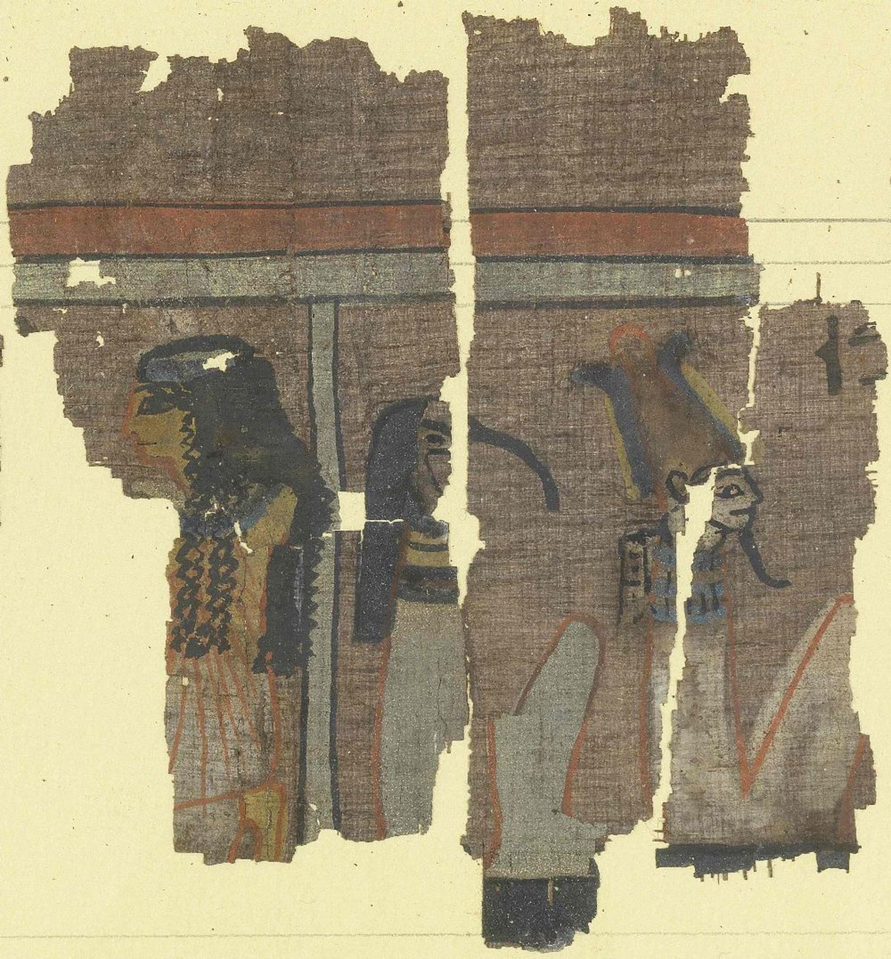 Fifteen frames containing fragments of ink inscribed papyri with remains of polychrome vignettes ... - Image 28 of 40
