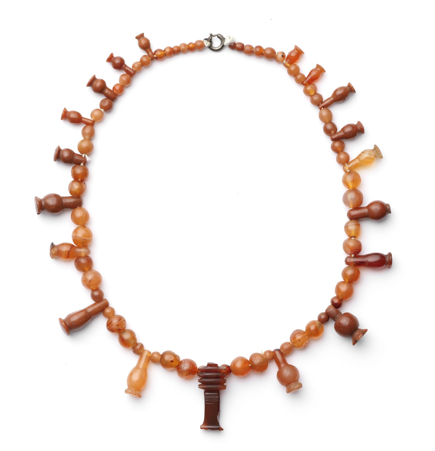 An Egyptian carnelian and jasper bead necklace