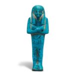 An Egyptian bright blue glazed faience shabti for Kasa