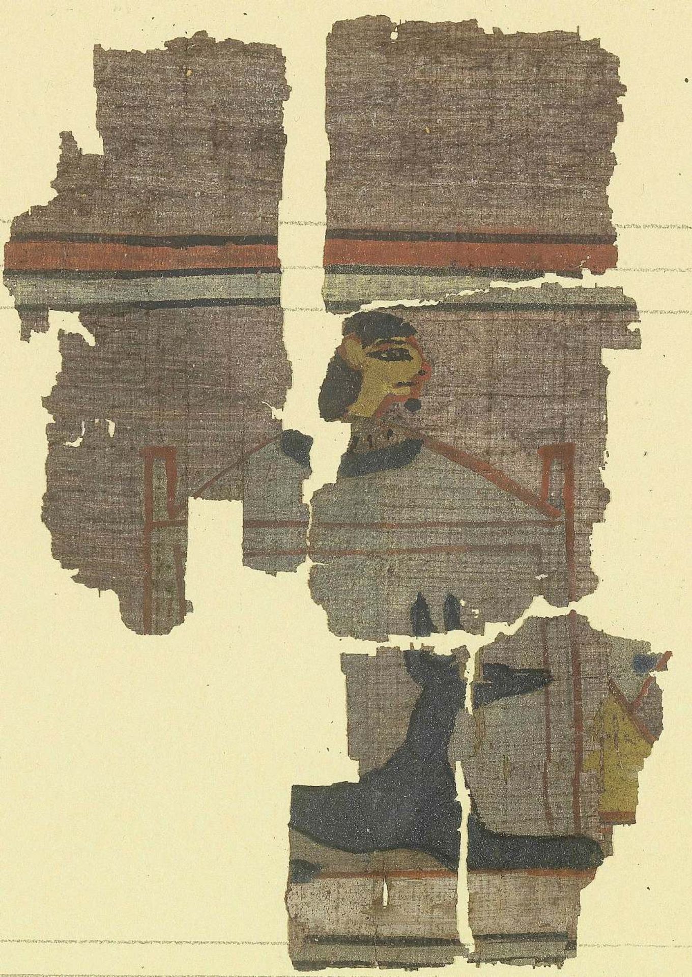 Fifteen frames containing fragments of ink inscribed papyri with remains of polychrome vignettes ... - Image 21 of 40
