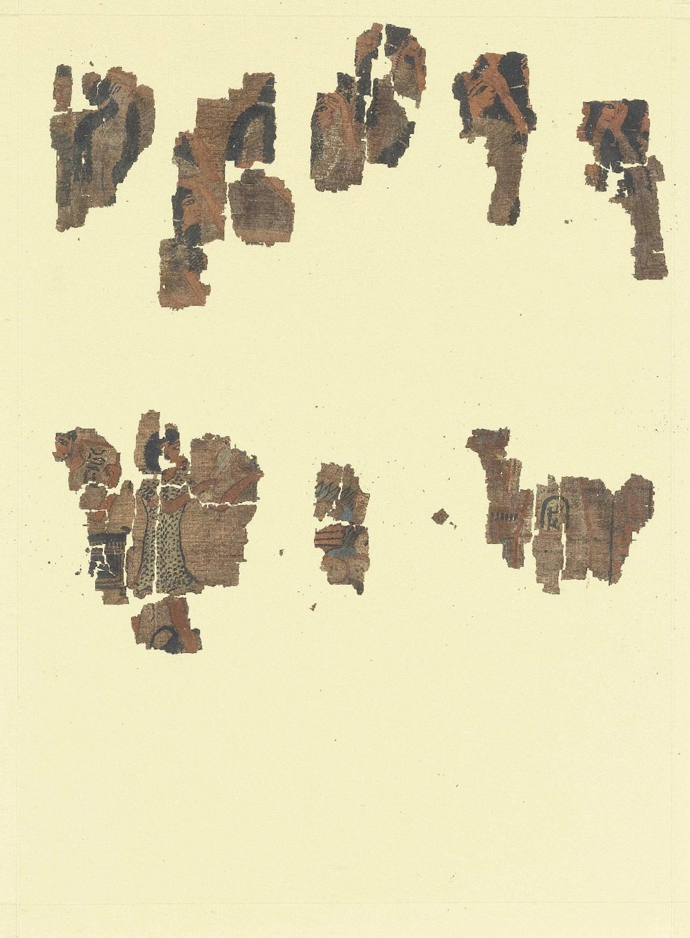 Fifteen frames containing fragments of ink inscribed papyri with remains of polychrome vignettes ... - Image 14 of 40