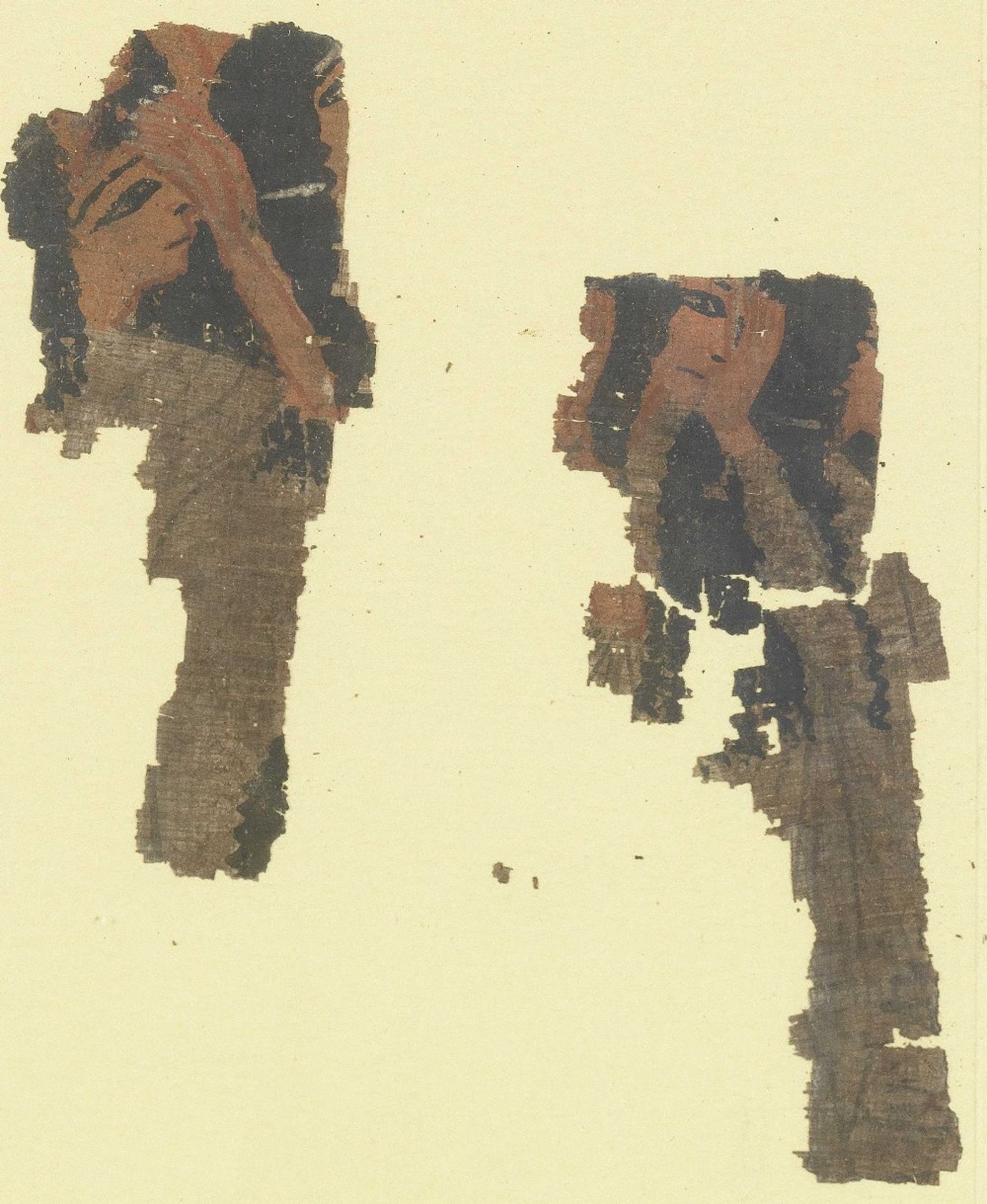 Fifteen frames containing fragments of ink inscribed papyri with remains of polychrome vignettes ... - Image 39 of 40
