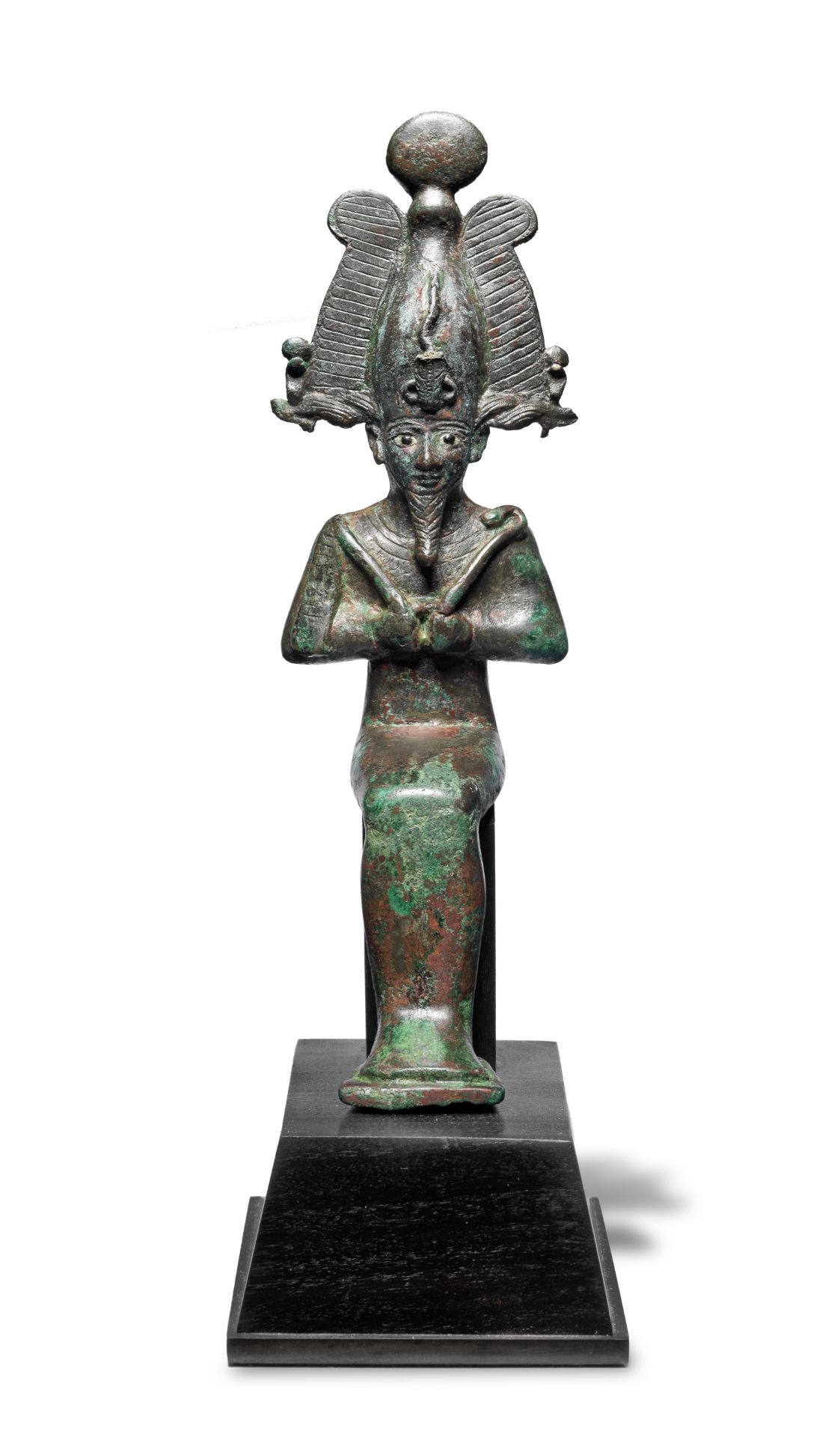 An Egyptian bronze seated figure of Osiris