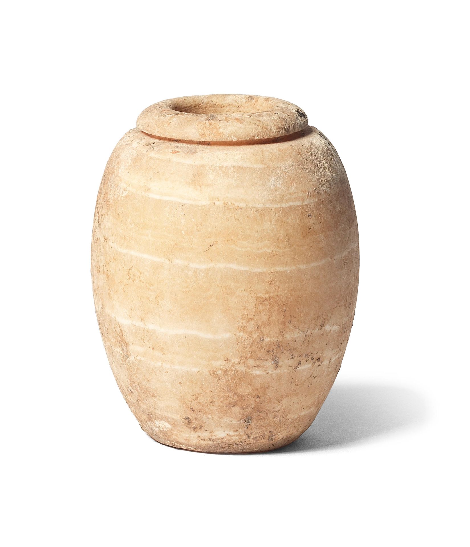 An Egyptian banded alabaster jar