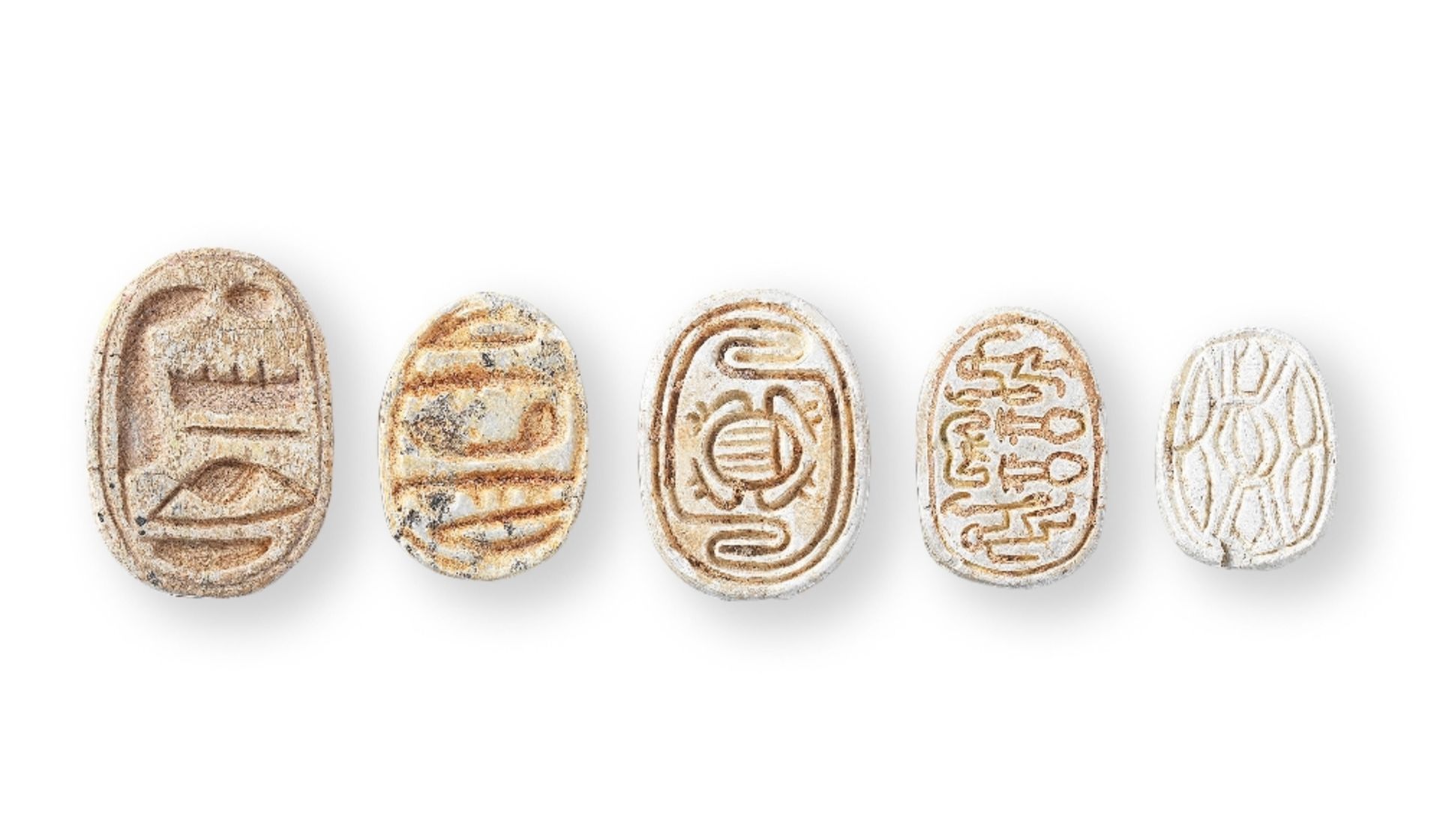 Sixteen Egyptian white steatite scarabs five other inscribed scarabs, 21 - Image 2 of 2