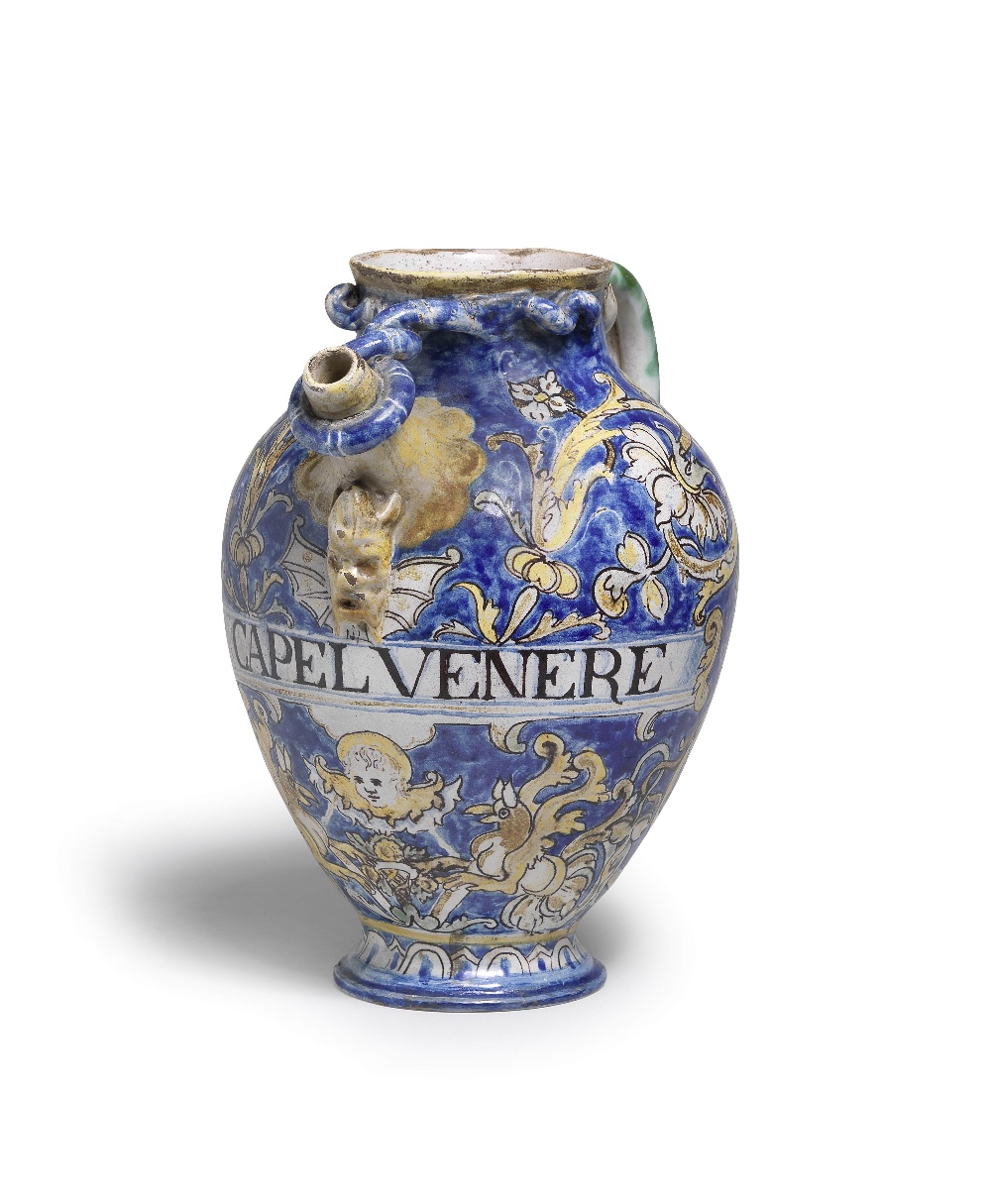 A Venetian maiolica wet drug jar, mid 16th century; together with an Italian maiolica wet drug ja... - Bild 2 aus 2