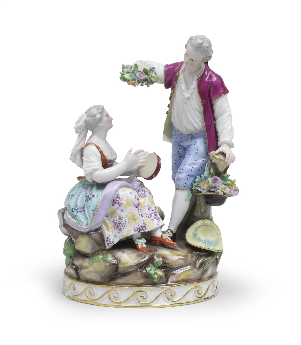 Two Meissen groups of couples, late 19th century - Image 2 of 2