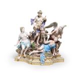 A large Meissen mythological group of The Three Fates, late 19th century