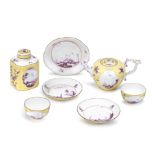 A Meissen yellow-ground part tea service, circa 1735