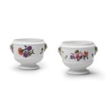 A pair of Meissen flower tubs, a small jardiniere and a saucer, circa 1740-45