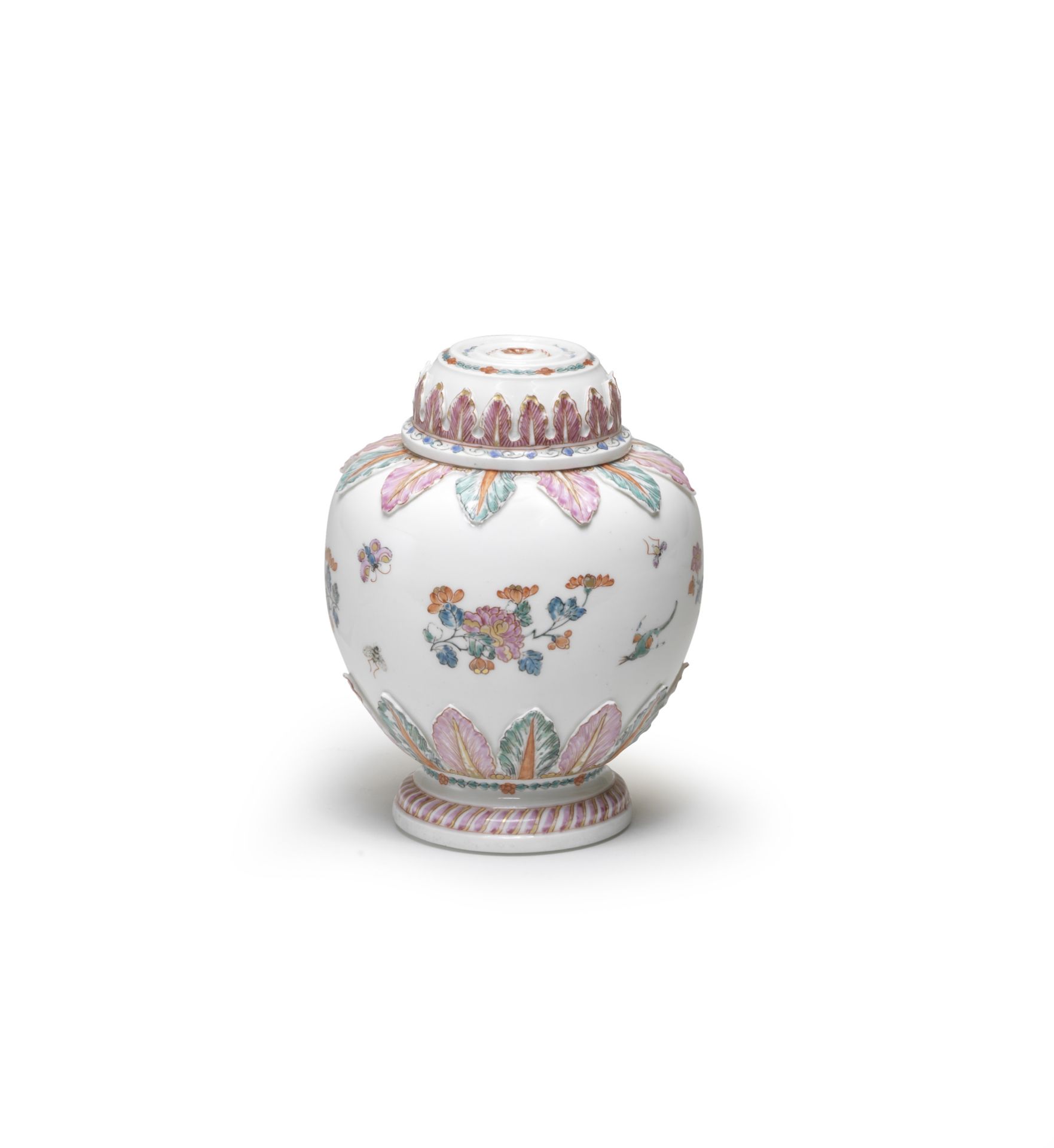 A rare early Meissen Dutch-decorated vase and cover, circa 1715-20, the decoration slightly later