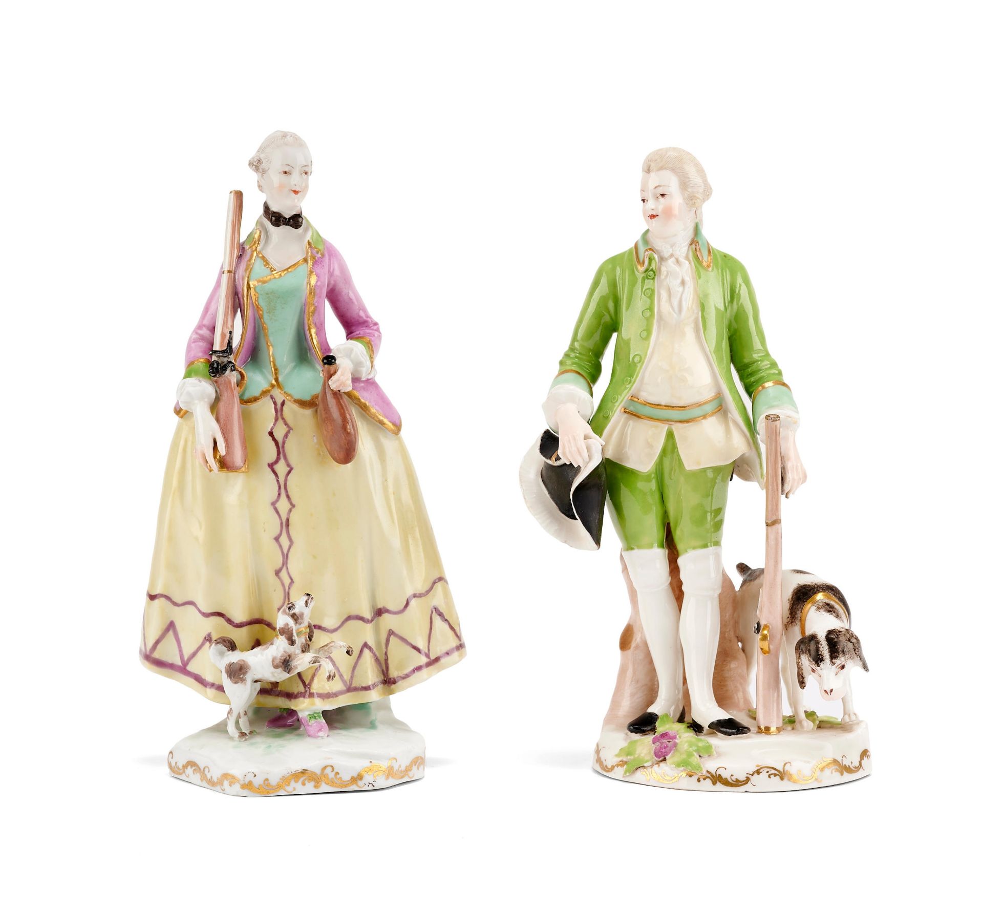 A pair of Vienna figures of Hunters, circa 1765