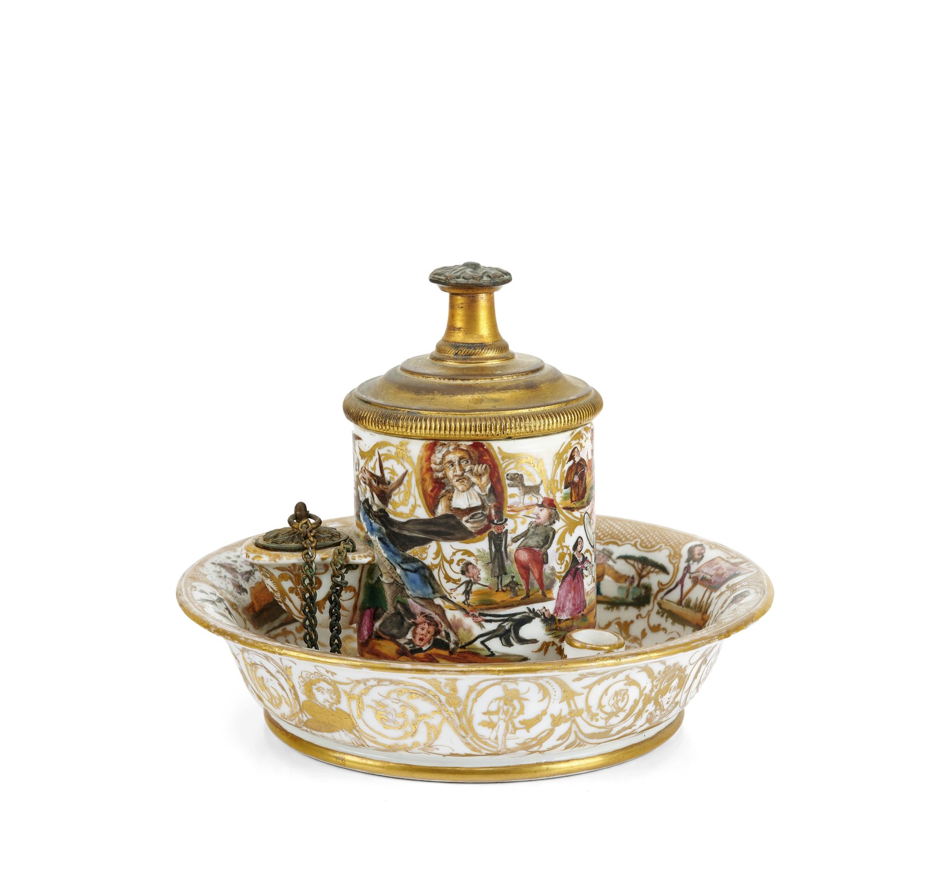 A tobacco pot and pipe holder, of legal interest, circa 1860-70