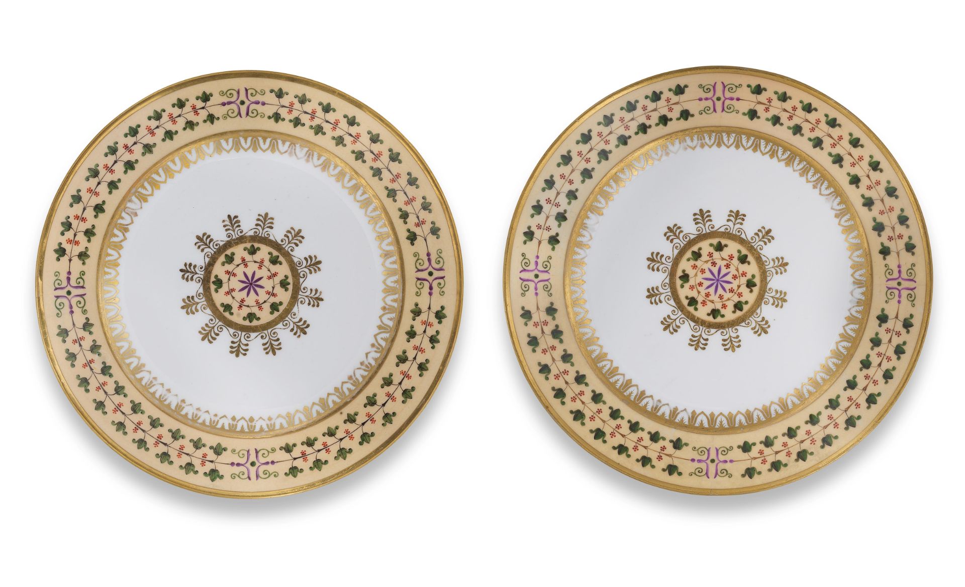 Two S&#232;vres plates from the Comte de S&#233;gur service, dated 1812