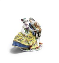 A Meissen group of 'Spanish Lovers', circa 1745-50