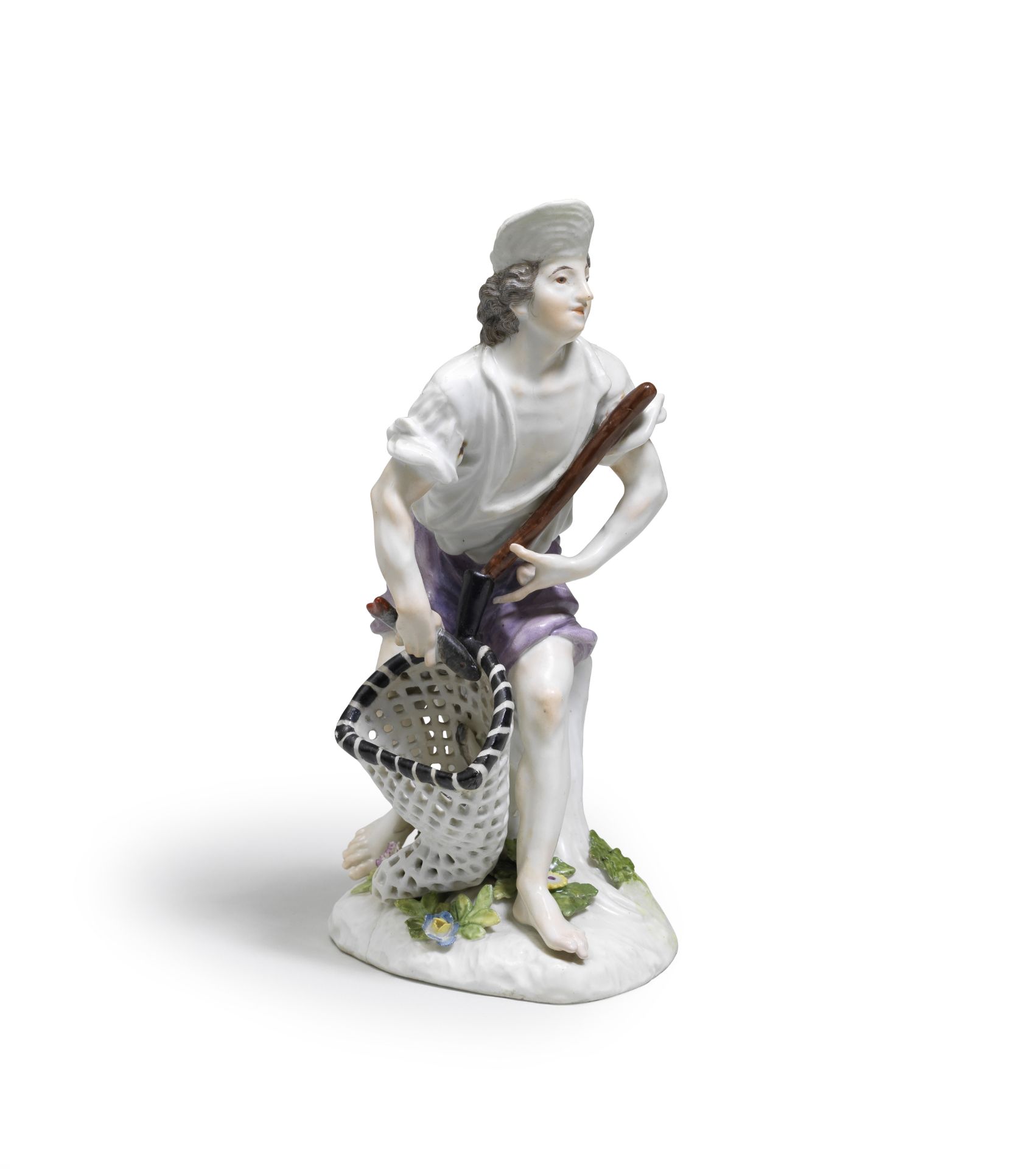 A Meissen figure of a fisherman, mid 18th century