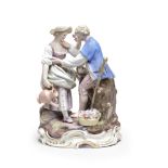 A Meissen group of gardeners, late 19th century