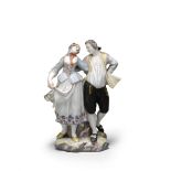 A Capodimonte group of a dancing couple (Il Minuetto), circa 1750