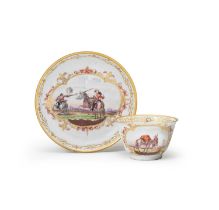 A Meissen teabowl and saucer, circa 1723