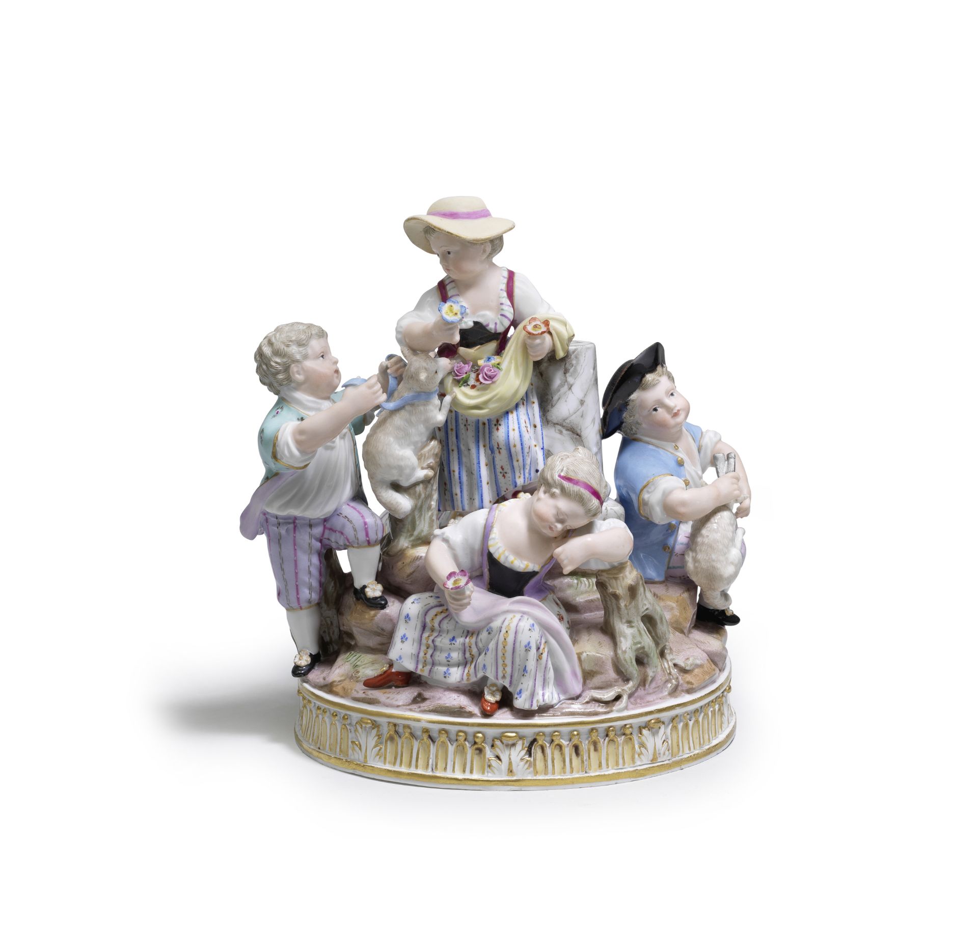 A Meissen group with five children, late 19th century