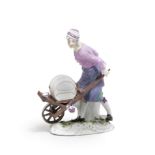 A rare Meissen 'Cris de Paris' figure of a vinegar seller, circa 1755