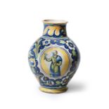 A Venice maiolica oval drug jar, third quarter 16th century