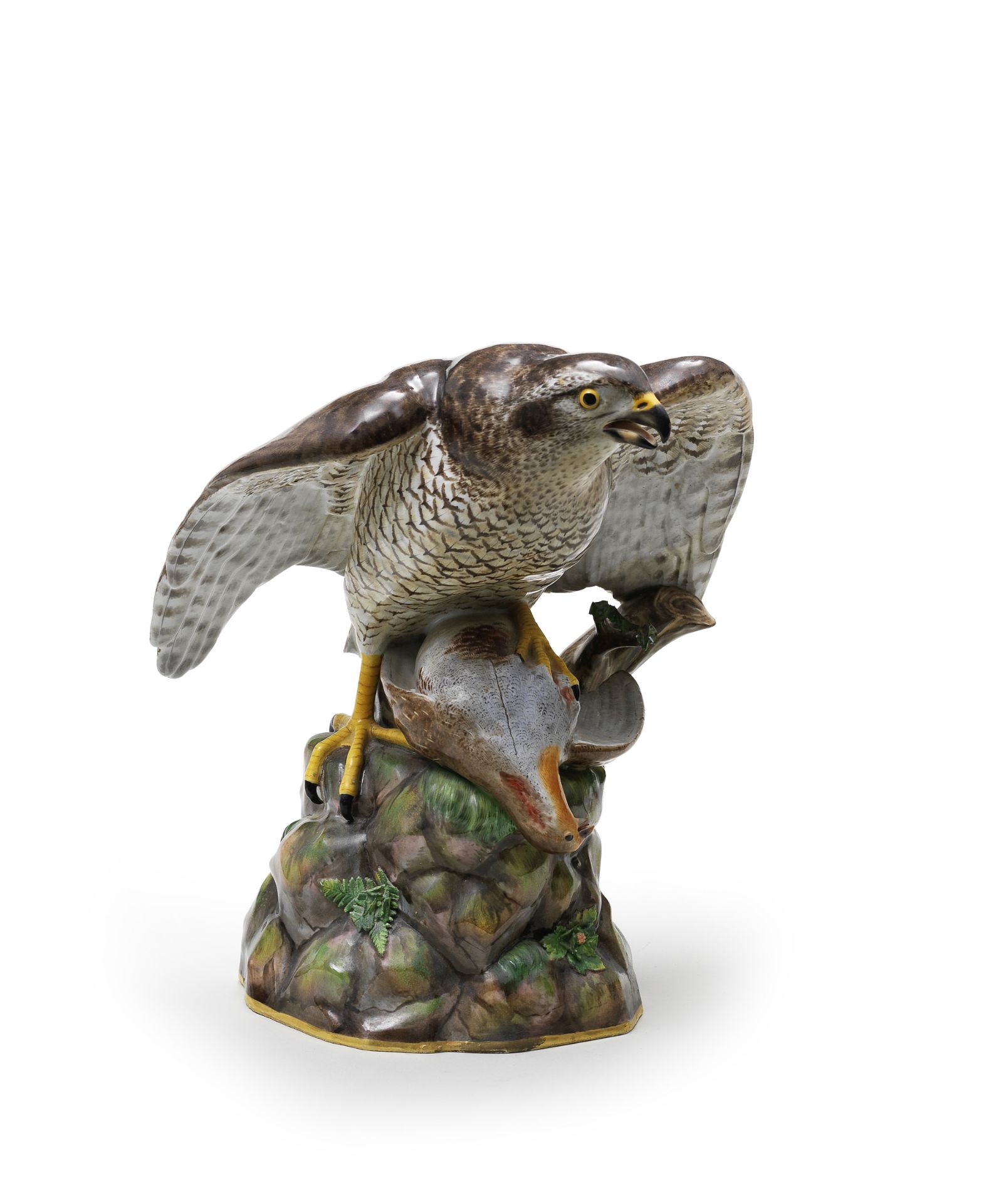 A Meissen group of a hawk with a partridge, second half 19th century