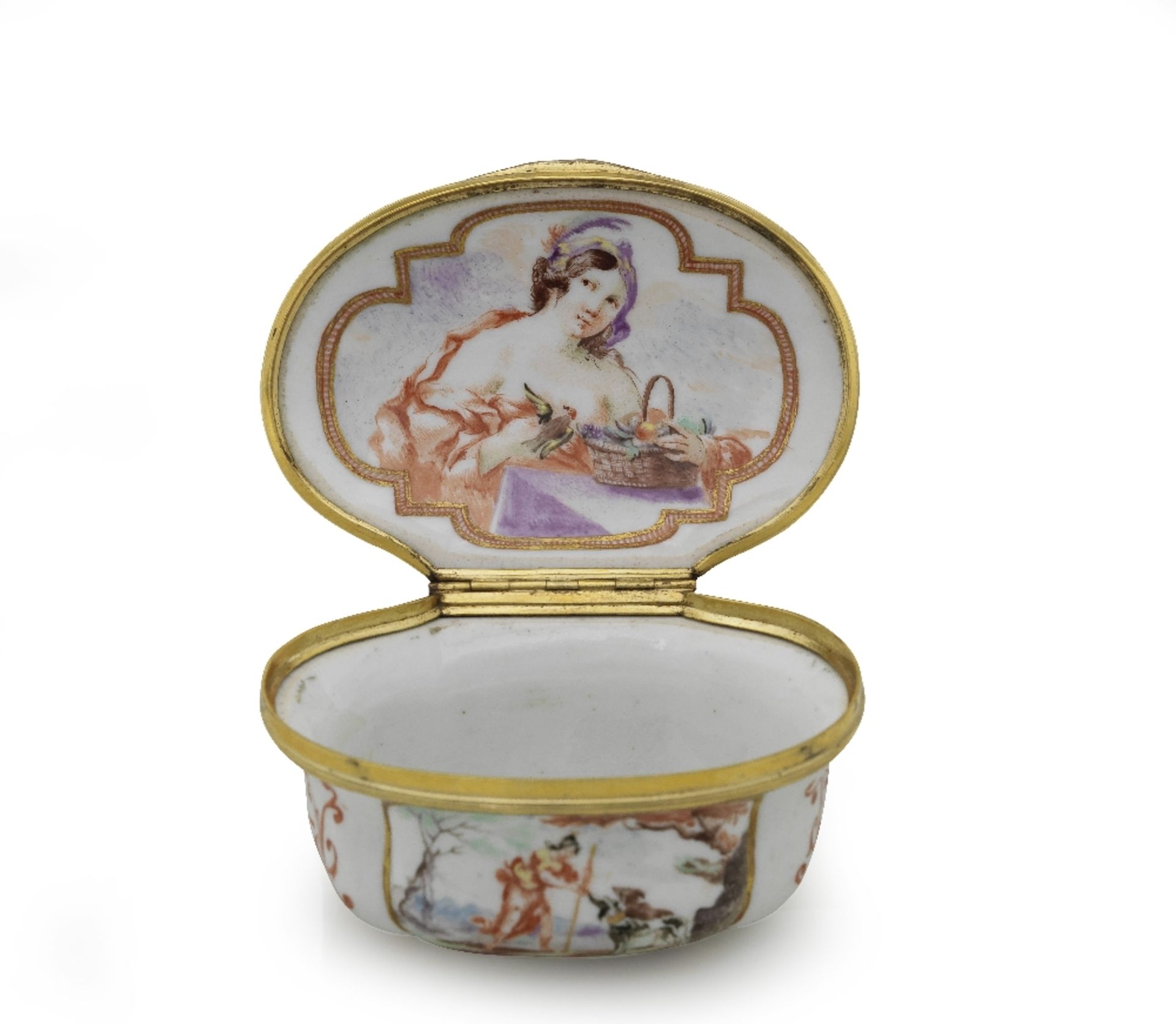 A Doccia large gilt-metal-mounted oval snuff box, circa 1745 - Image 2 of 2