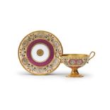 A very rare S&#232;vres footed bowl (coupe &#224; bouillon h&#233;misph&#233;rique) and stand, ci...