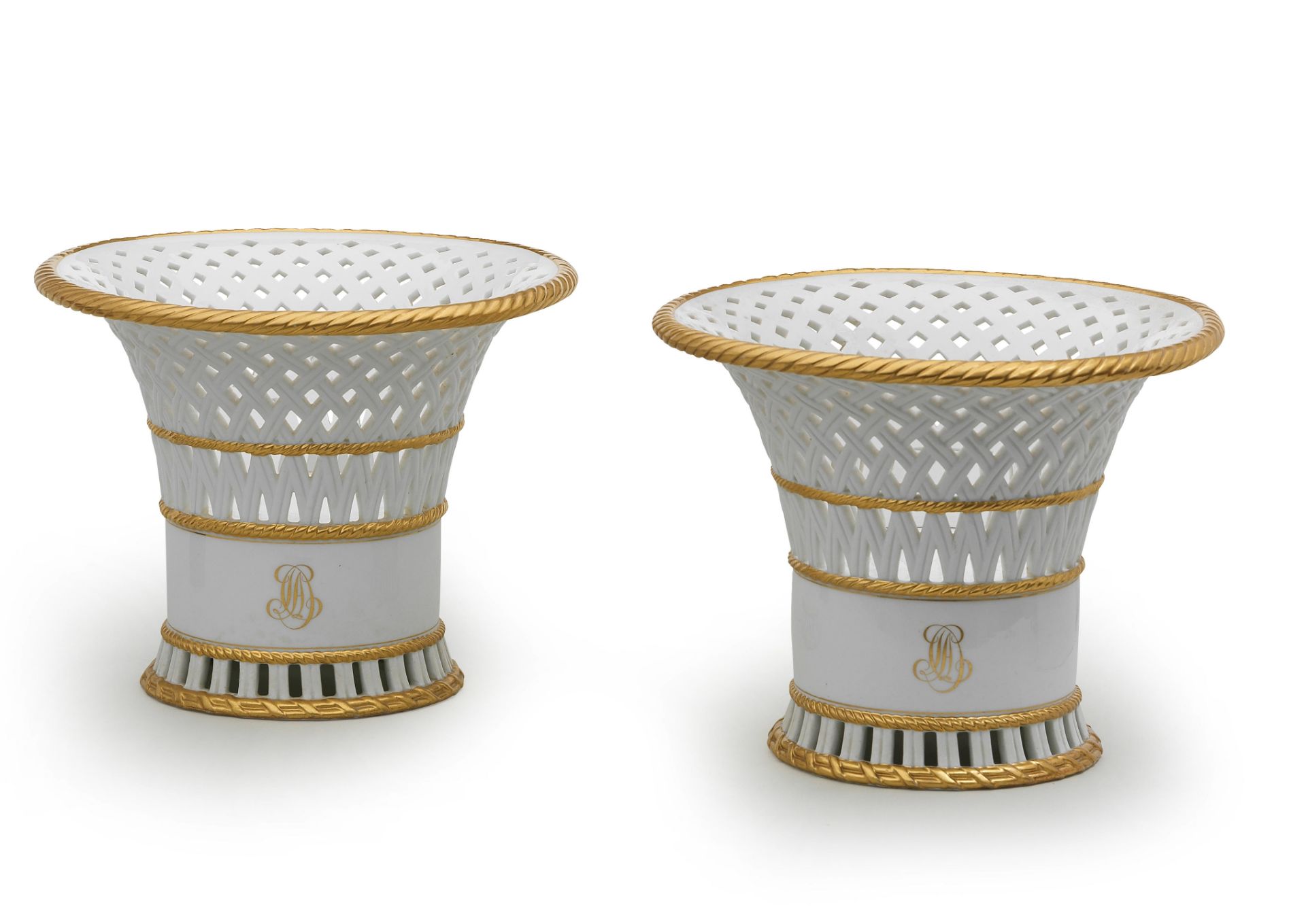 Two large S&#232;vres baskets, dated 1825