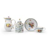 A Marcolini Meissen milk jug and cover and a teacup and saucer, late 18th century; together with ...