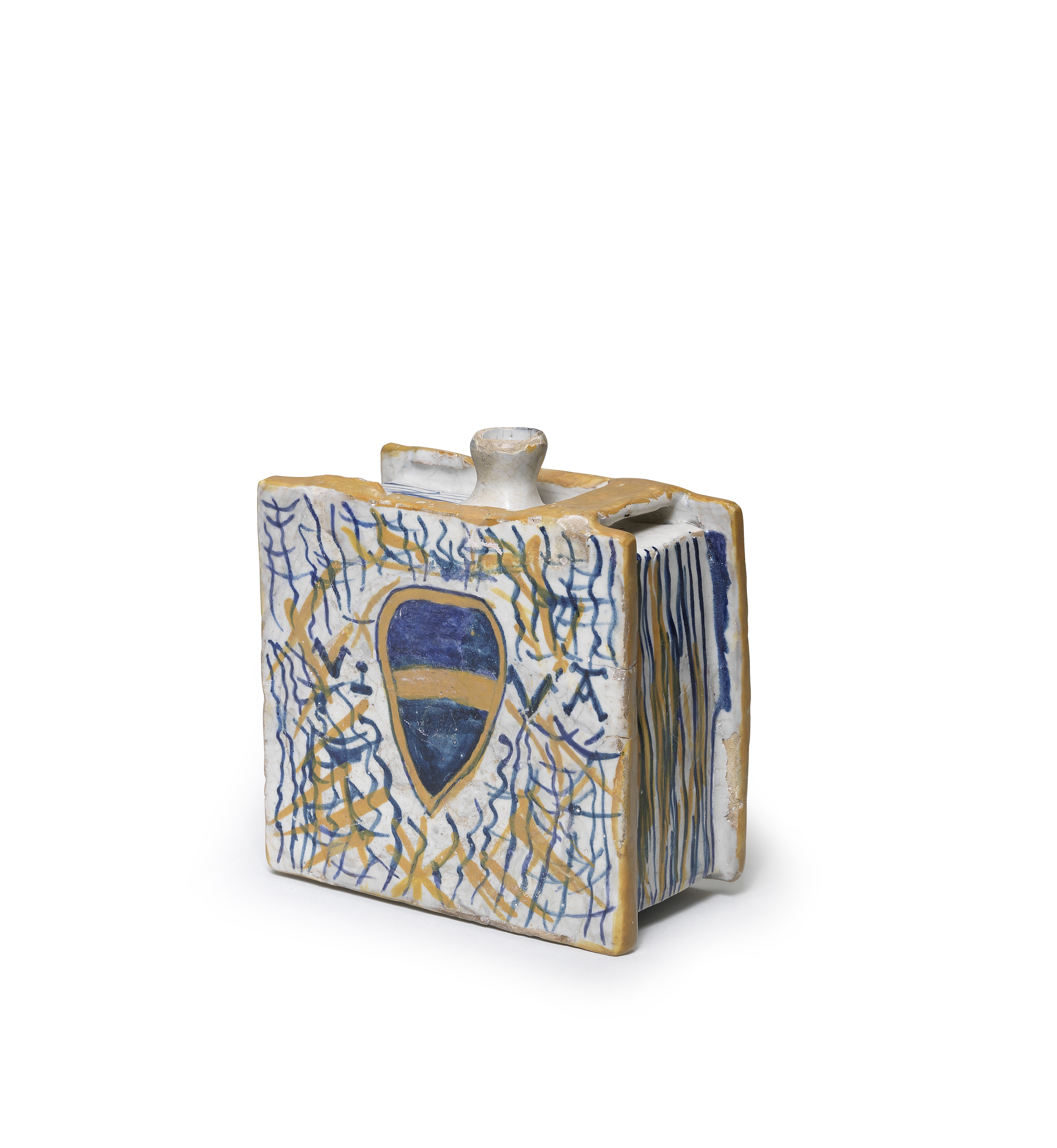 An early Deruta maiolica hand warmer, circa 1460-80