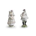 A Meissen pair of large bouqueti&#232;re figures, circa 1745