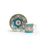 A S&#232;vres bleu-c&#233;leste-ground cup and saucer (gobelet 'litron' et soucoupe), circa 1780