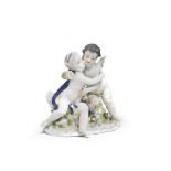 A Meissen group of Cupid and Psyche, mid 18th century