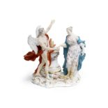 A Meissen group allegorical of marriage, possibly outside-decorated, late 19th century