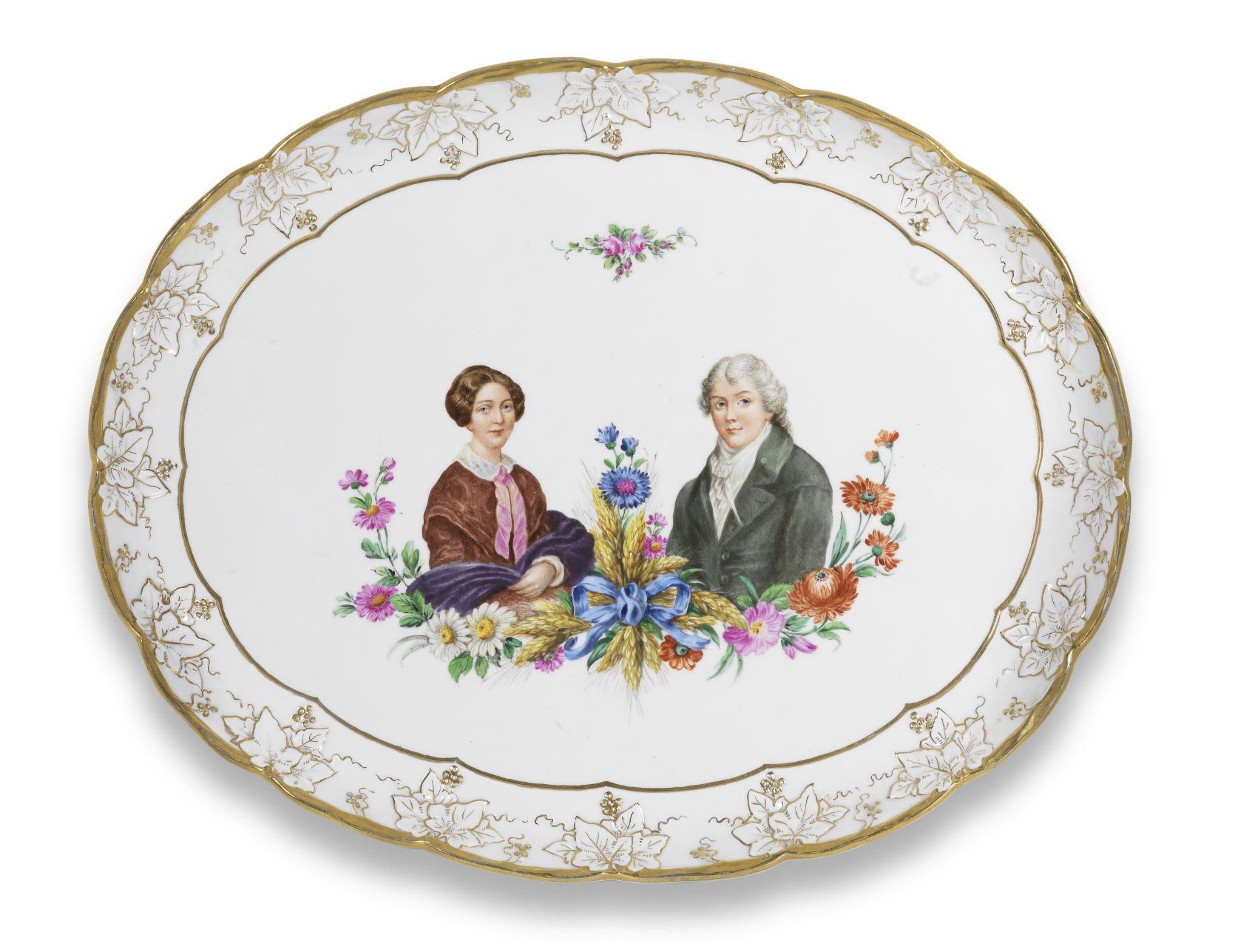 An unusual large Meissen oval tray, mid 19th century