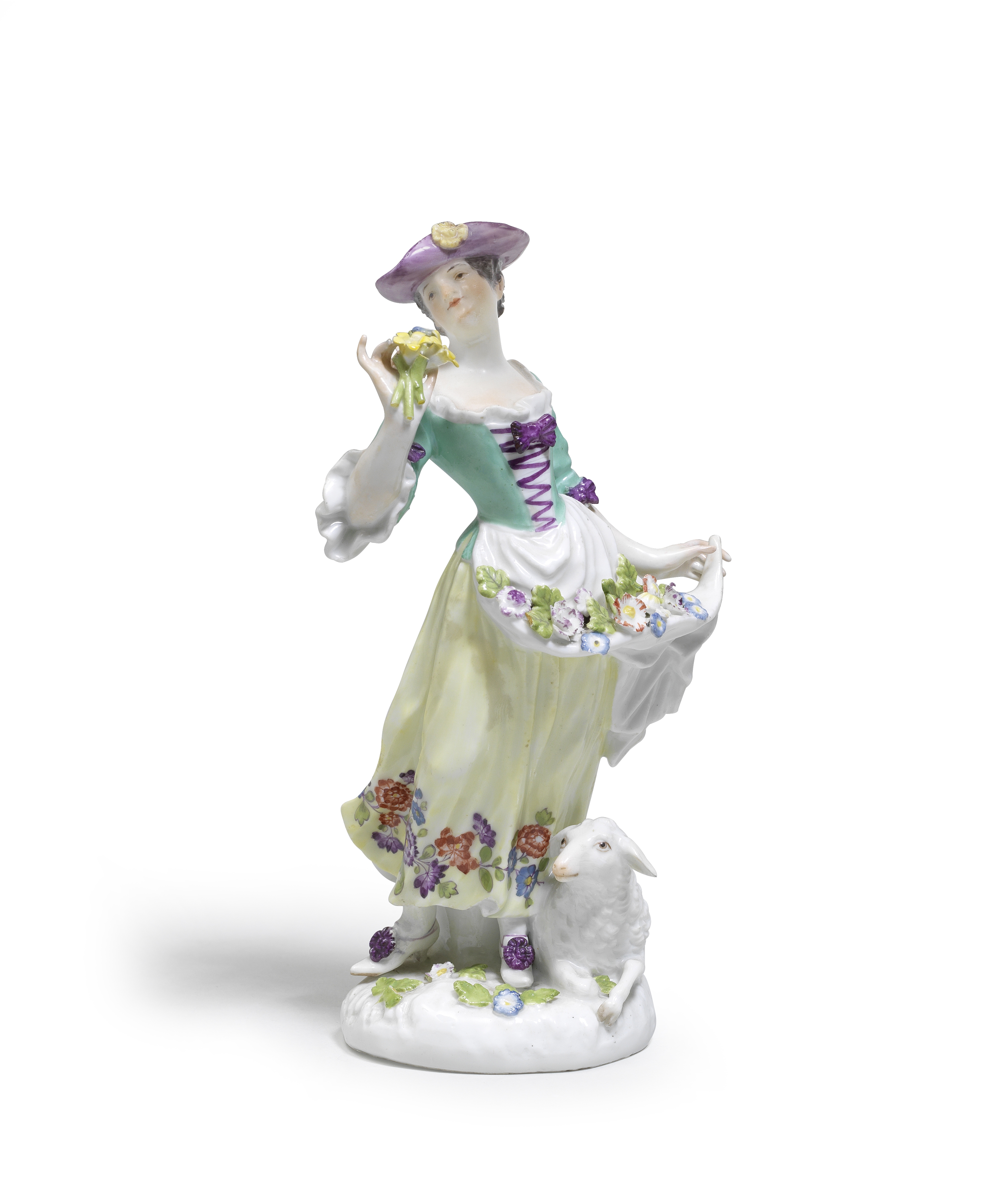 A Meissen figure of a shepherdess, circa 1750