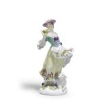 A Meissen figure of a shepherdess, circa 1750