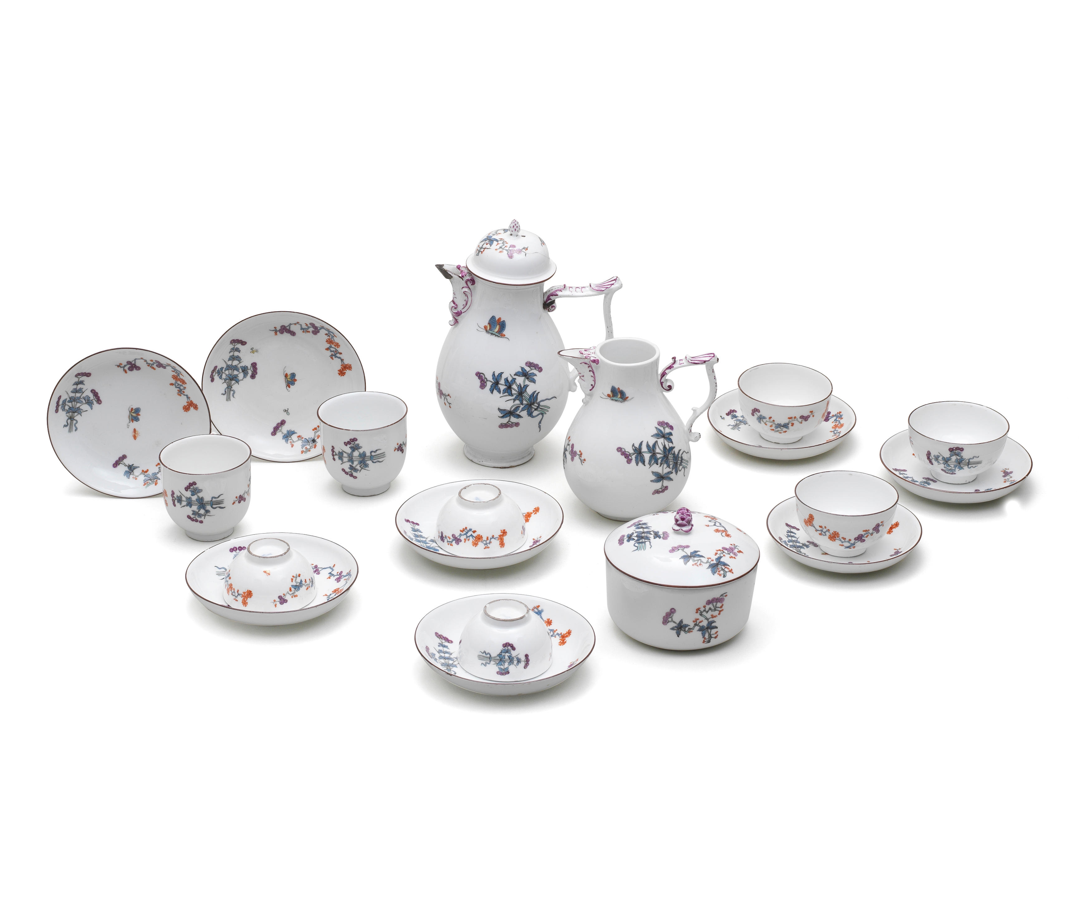 A Meissen part coffee and tea service, circa 1740