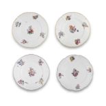 Four Meissen plates, circa 1740-50