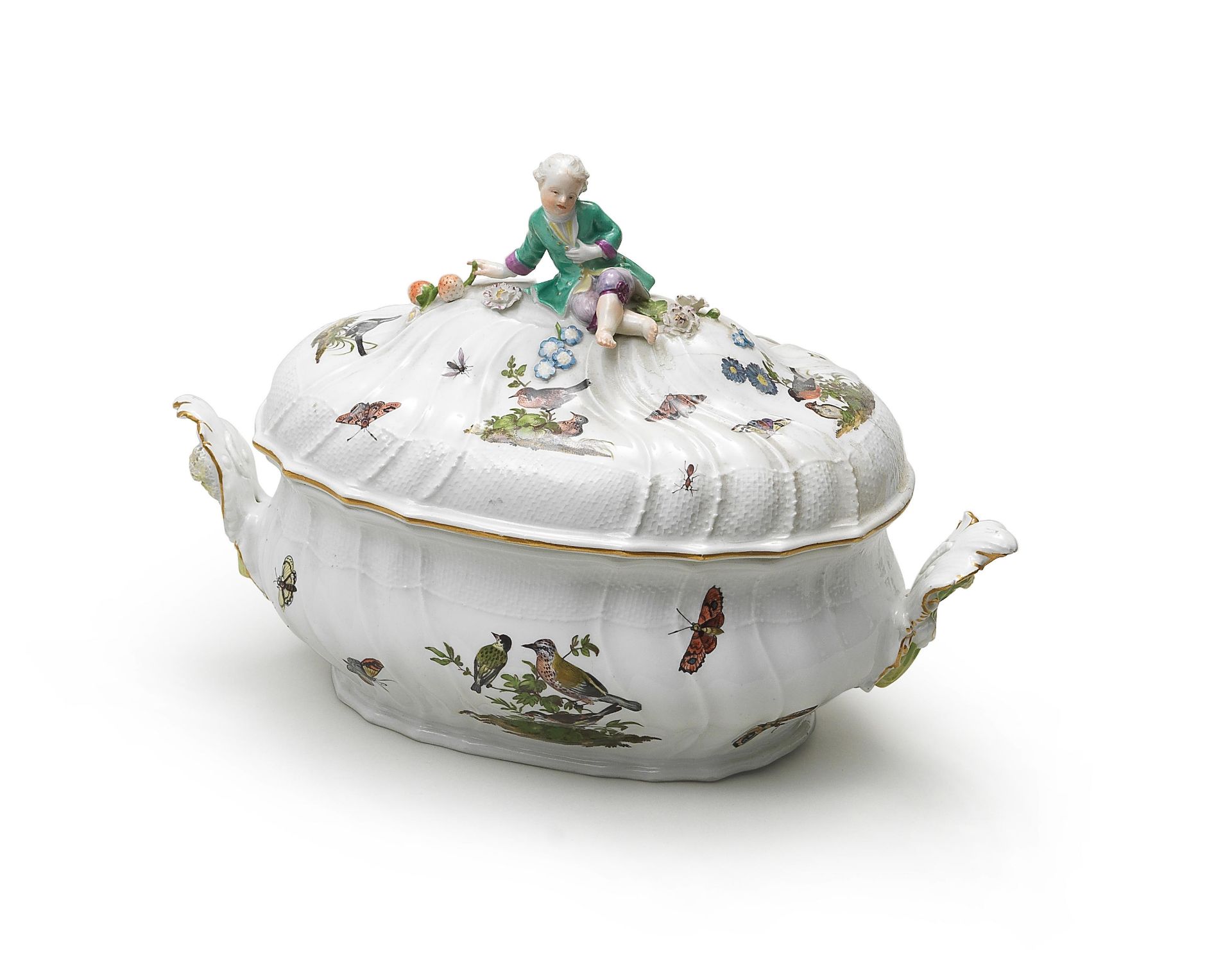 A Meissen oval tureen and cover, circa 1755-60