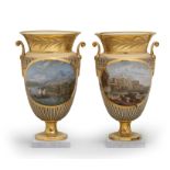 A pair of Paris, Dagoty, vases, circa 1800-1810