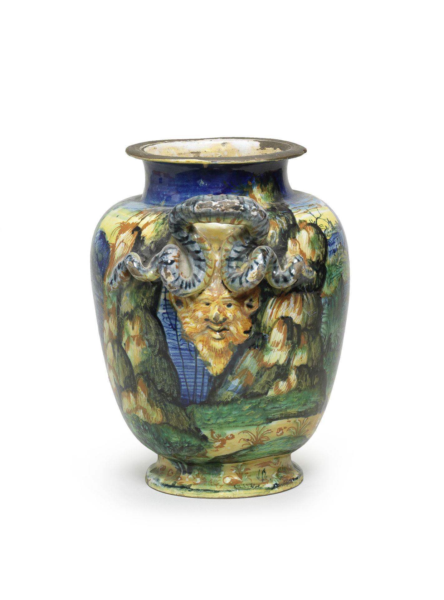 An Urbino maiolica wet drug jar attributed to the Fontana workshop, circa 1565-70